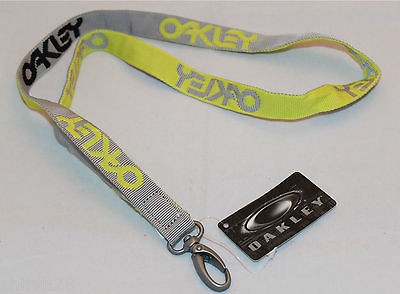 NWT OAKLEY SQUARE O LANYARD LOGO ID BADGE HOLDER KEYCHAIN BLACK YELLOW 