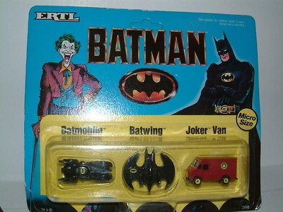   MICRO BATMAN BATWING ,BATMOBILE, JOKER VAN DC COMICS 1989 UNOPENED