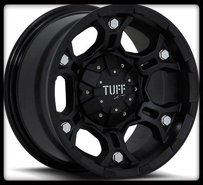   TUFF T03 BLACK RIMS W/ 33X12.50X15LT NITTO TRAIL GRAPPLER WHEELS TIRES