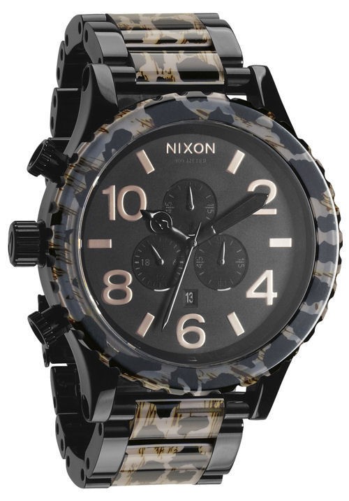 Nixon 51 30 Chronograph All Black Leopard A0831153 Mens Watch 5130