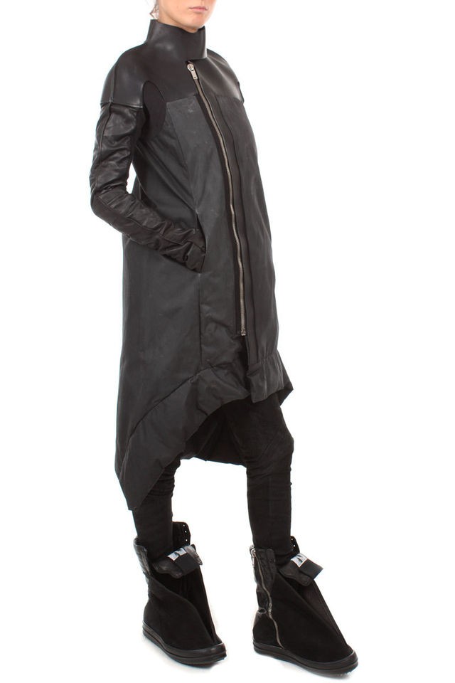 Rick Owens NEW Woman Leather Coat RO 2920/WDX col. Black Made in Italy 