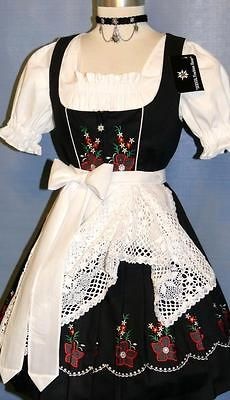   /SHORT BLACK Women Girl German Hostess OKTOBERFEST Dirndl Dress 0 XXS