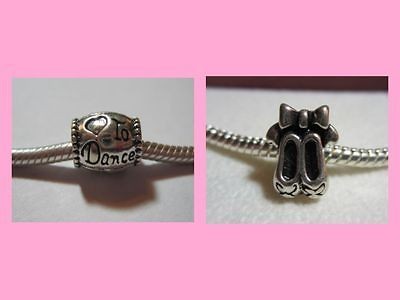 pc. set Love to Dance & Ballet Slippers Charms with Pandora 