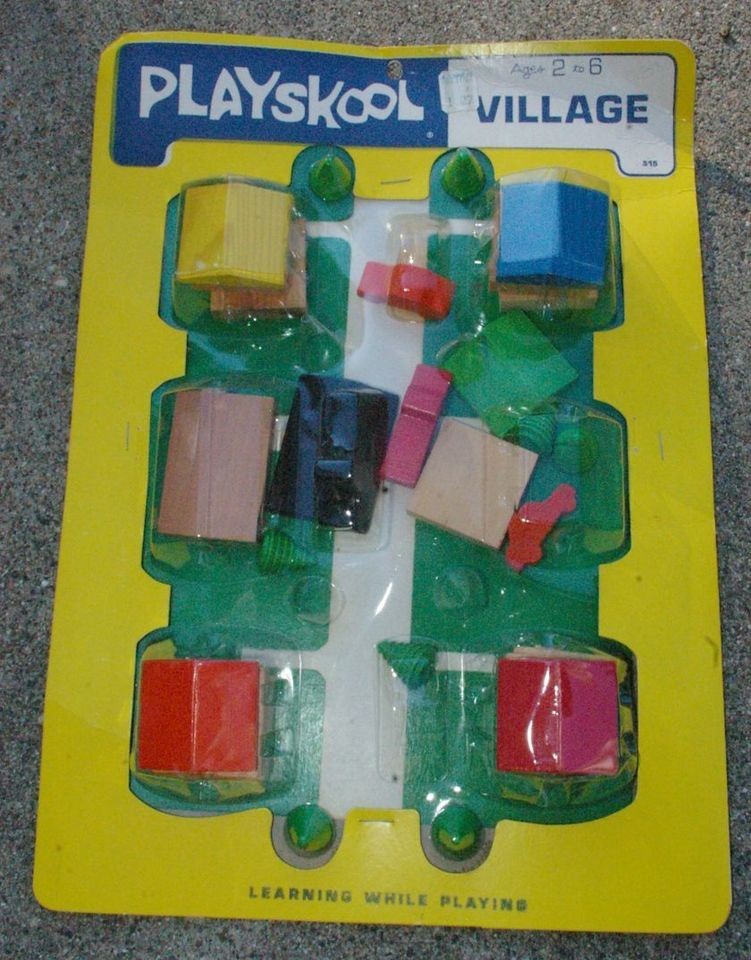 Vintage Playskool Village set In Original Blisterpack Houses, cars 