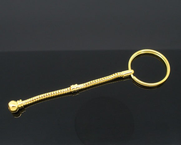 gold plated key chain key ring fit european bead