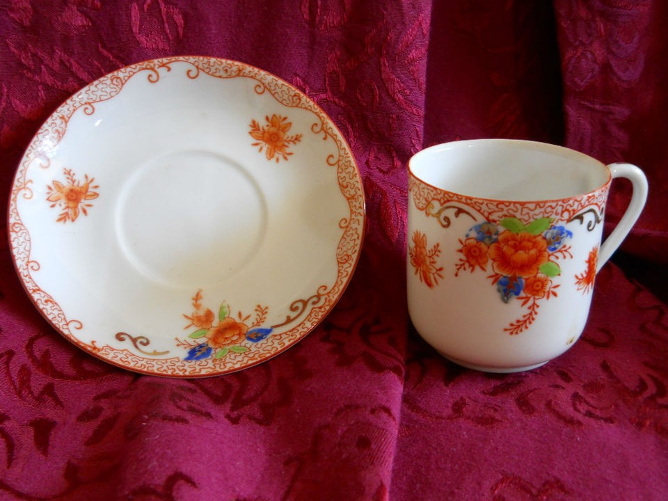 Chikaramachi Japan Handpainted Demi Cup and Saucers   Beautiful