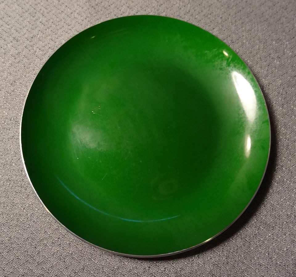 Mid Century Modern Norway EMALOX Enameled Aluminum Green Plate w 