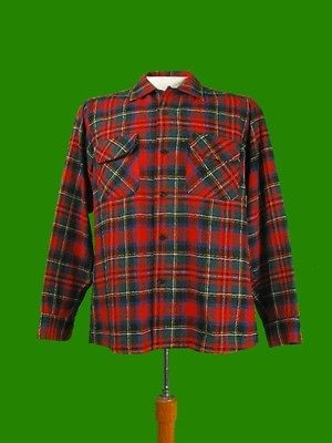 vintage pendleton plaid wool loop collar shirt m