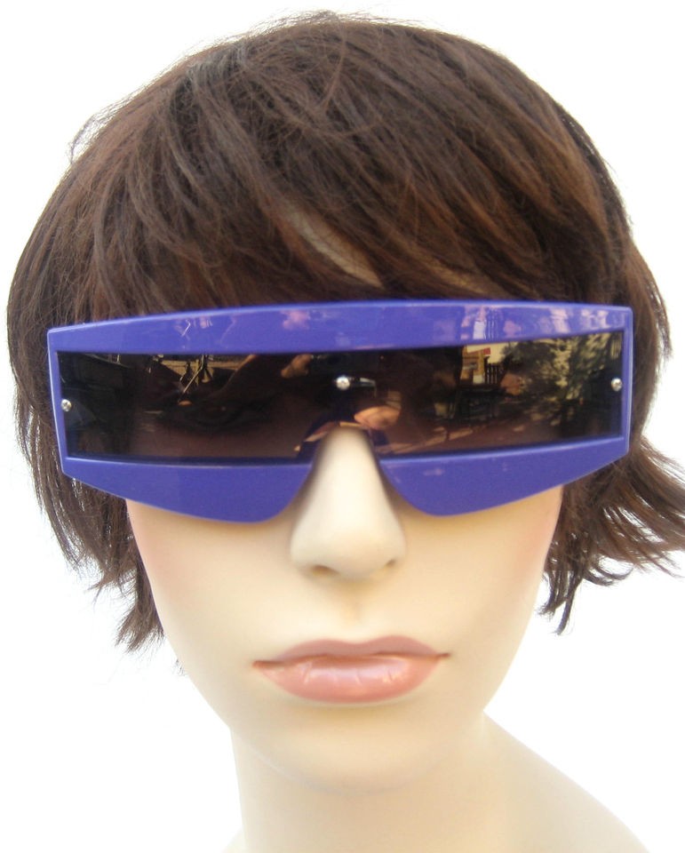 PURPLE and BLACK FUTURISTIC ROBOT STYLE RETRO 80S SUNGLASSES