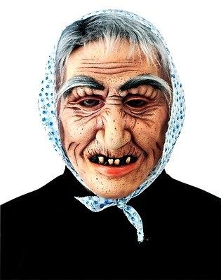old lady hag latex mask halloween costume accessory senior citizen 
