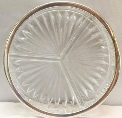 Silverplate Cut Pressed Glass Hors Doueuvers Condiment Dish English 