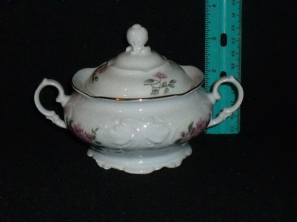 Wawel China Poland Pink Floral Lidded Sugar Bowl FREE US Shipping