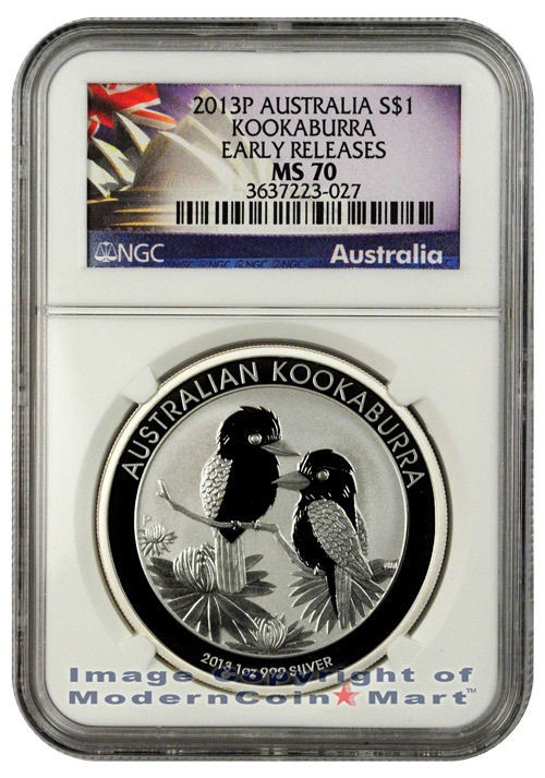 2013 P Australia 1 Oz Silver Kookaburra $1 NGC MS70 ER SKU26899