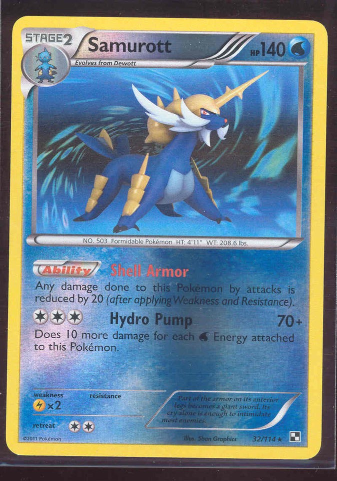 pokemon samurott 32 114 black white rare rev holo mint