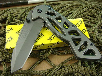 Buck Saber with clip Folding Pocket Knife Outdoor Camping Hunting 