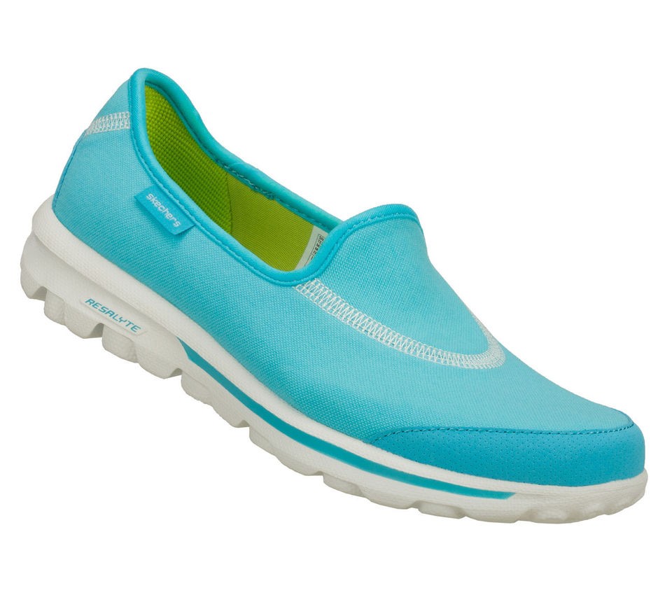 SKECHERS SHOES 13510 GO WALK GOWALK WOMENS BLUE AQUA SPORT SLIP ON 