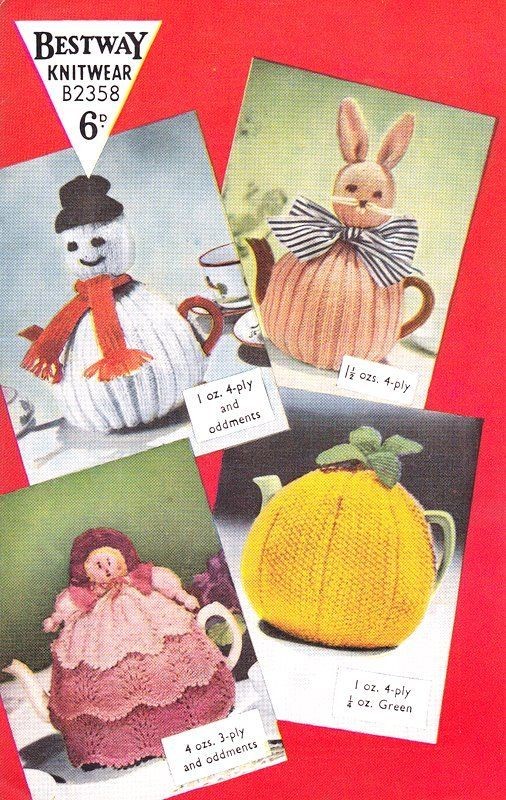 Vintage Bestway Knitting Pattern Novelty Tea Cosy Rabbit Doll Orange 