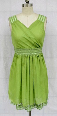 BL1121 GREEN CHIFFON LACE BRIDESMAID WEDDING PARTY COCKTAIL SUN 