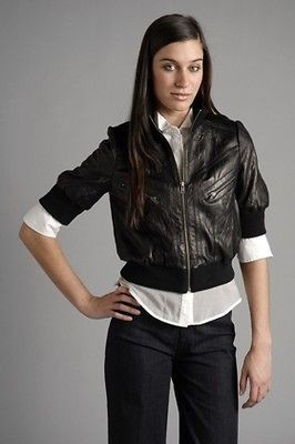 48  Zara Leather Motorcycle Bomber Jacket Small $ 