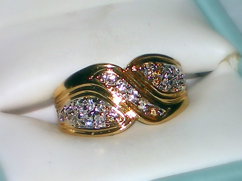   GOLD GP SETA RHINESTONE ANNIVERSARY PROMISE BAND RING~NOS~SIZE 7/7.5