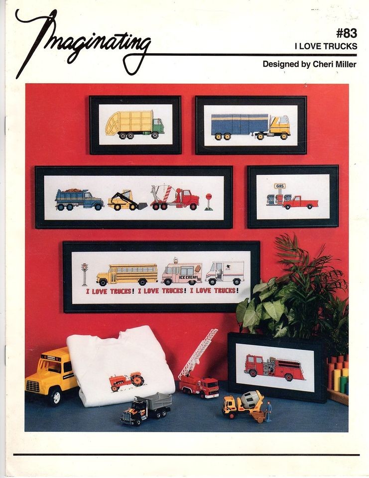 LOVE TRUCKS Cross Stitch Patterns Leaflet CEMENT DUMP BULLDOZER 