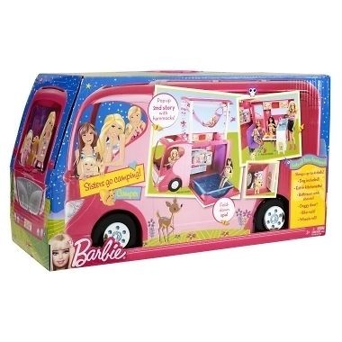 Barbie SISTERS GO CAMPING PINK CAMPER POP UP Brand New In Box