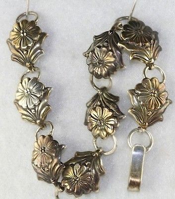 VINTAGE STERLING SILVER SWEDEN SWEDISH FLOWER BRACELET 6.5 INCHES