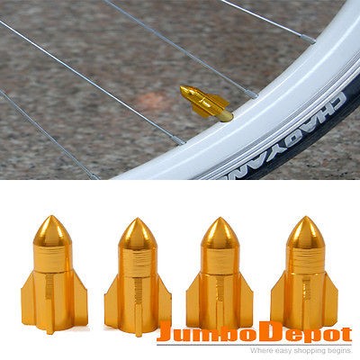   Bikes Cars Bicycles Trunks Schrader Valve Wheel Caps Rocket Shape