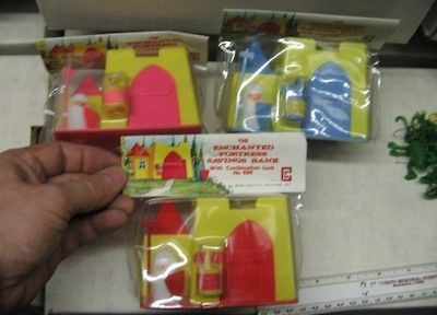   Savings Bank (1 item RED) 1960s playset MIP toy plastic medieval