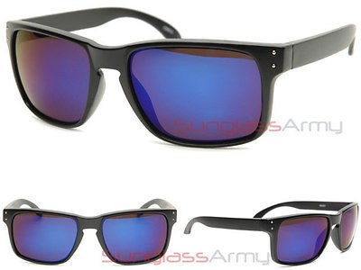 Holbrook Sunglasses MATTE BLACK w/ BLUE REVO LENS wayfarer madness 