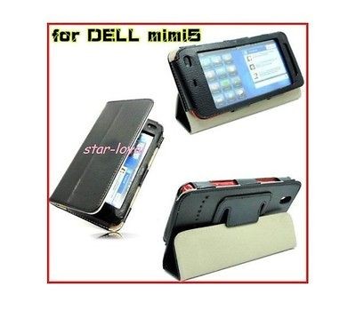 premium stand holder leather case cover for dell mini 5