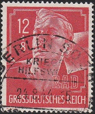 Stamp Germany Mi 895 Sc B282 WWII Reich Nazi Labor Service Man Uniform 