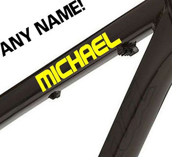 PERSONALISED NAME vinyl bike frame stickers kids adults bmx 