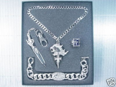 Final Fantasy VIII 8 FF8 Keychain Bracelet Amber Ring Necklace PG Set