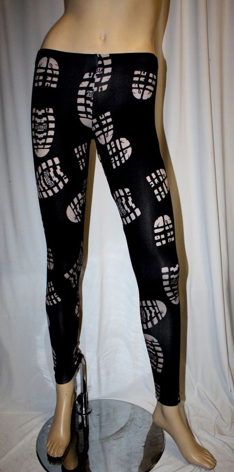   SHOES FOOT PRINT LEGGINGS REBEL ROCK N ROLL PUNK GOTH GOTHIC INSANITY