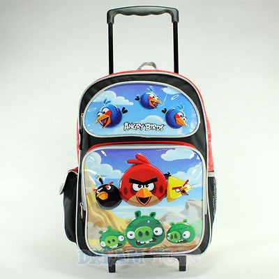   Birds Scene Red 16 Roller Backpack   Book Bag Rolling Girls Boys