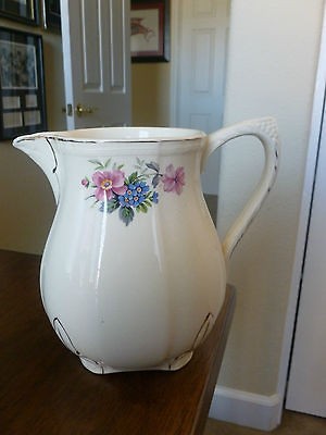 Vintage Alfred Meakin Water/Milk Pitcher   Floral Design   Gold detail 