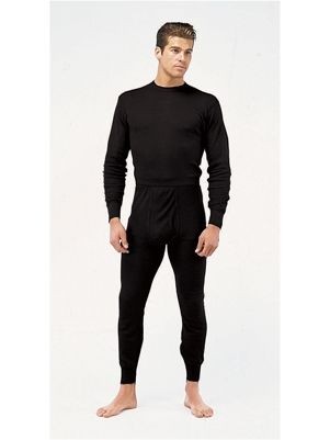 mens wool bld thermal underwear 2pc set sz l 100 black