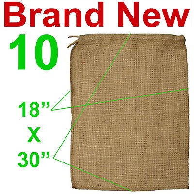 10 NEW BURLAP STORAGE BAGS/SACKS,18 X 30 PLAIN SACK RACE BAG