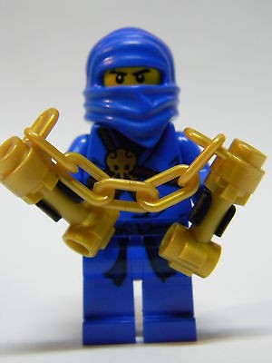 NEW Lego Ninjago BLUE Ninja JAY ZX DX NUN CHUCKS GOLD Minifigure 