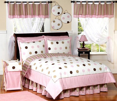   POLKA DOT KID TWIN SIZE BED BEDDING COMFORTER SET FOR A GIRL BEDROOM