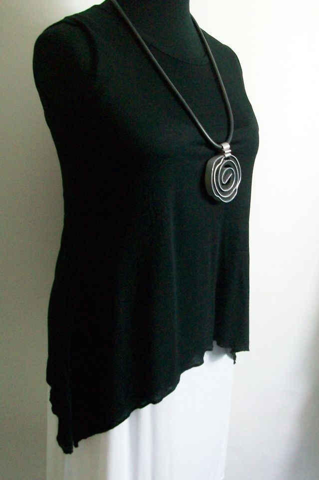 SALE~~ kekoo black arch shape sleeveless short top size 1 lagenlook