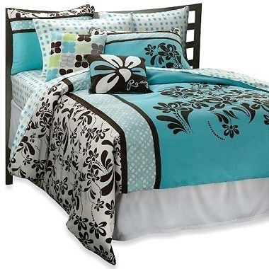 ROXY JULIA FLORAL 9PC FULL COMFORTER SHAMS PILLOWS SHEET SET