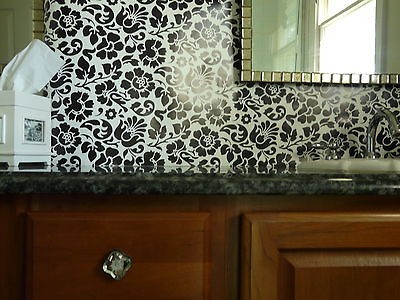   17 3/4  X 6  Each BLACK AND WHITE FLORAL Peel N Stick CONTACT PAPER