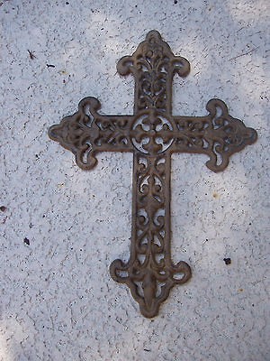 NEW IRON CROSS FILIGREE FLEUR DE LIS WALL DECOR HOME DECK PATIO 