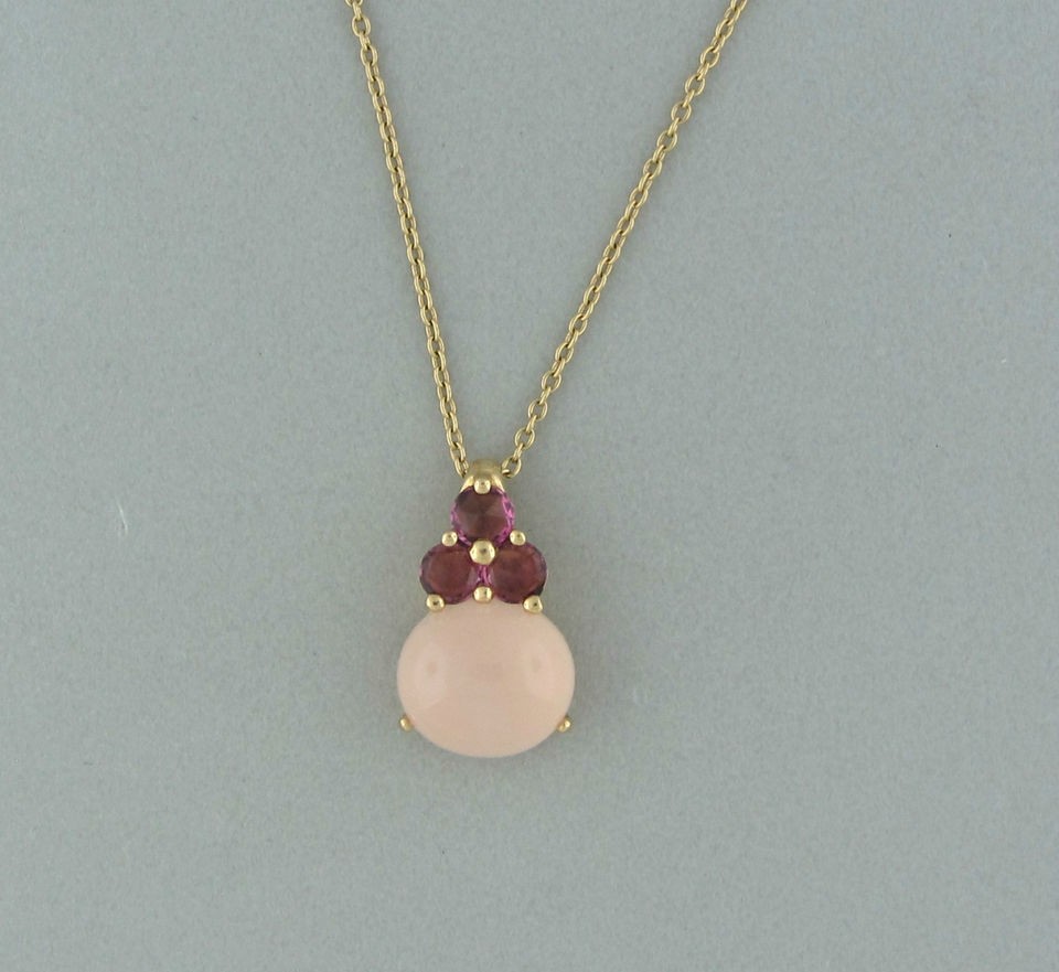   LUNA 18K GOLD ROSE QUARTZ SMOKEY TOPAZ PENDANT NECKLACE $4620