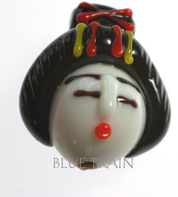 20 lampwork glass Japanese Geisha lady head beads