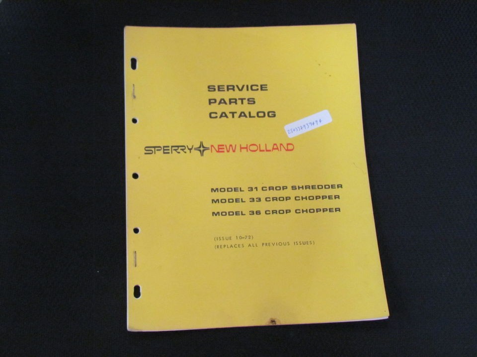   MODEL 31 CROP SHREDDER &33,36 CROP CHOPPER SERVICE PARTS CATALOG1972