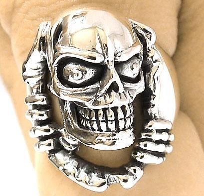   SKULL SKELETON STERLING 925 SILVER RING Sz 13 NEW BIG MENS JEWELRY