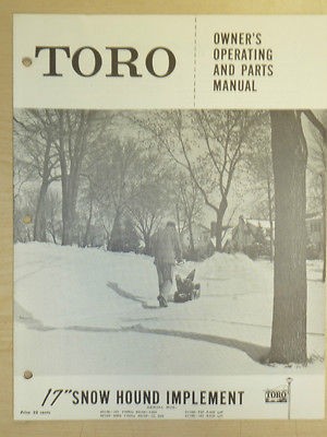 toro snow hound implement operating parts manual 17 time left